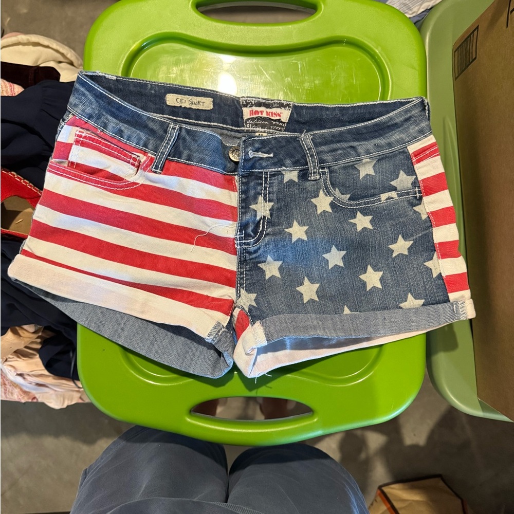 Hot Kiss American Flag Jean Shorts